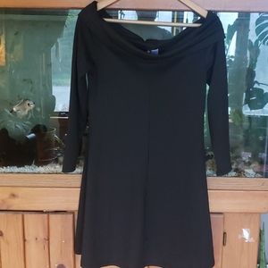 Black Long Sleeve off the shoulder skater dress